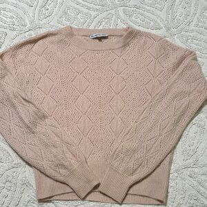 Light Pink Diamond Cable Crewneck Sweater Sz medium